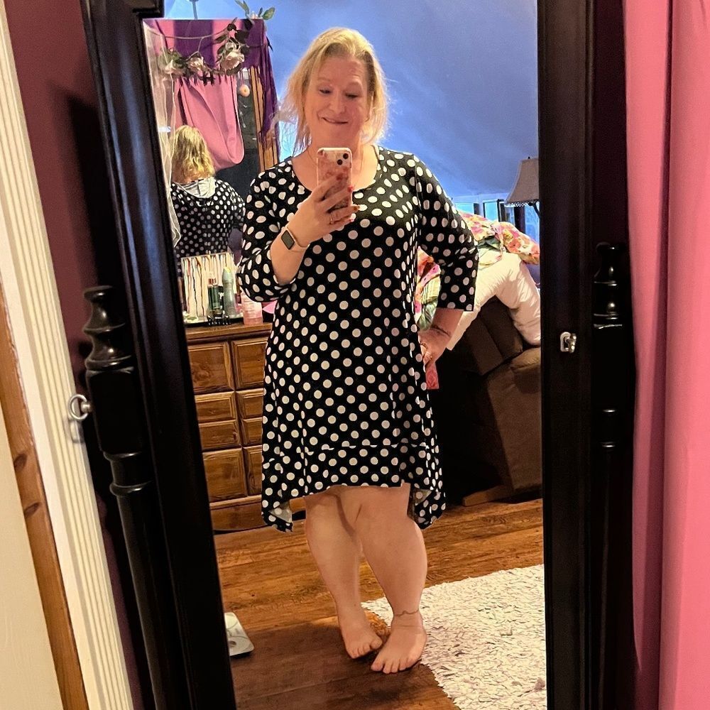 Flirty Pink Black White Dress 2X